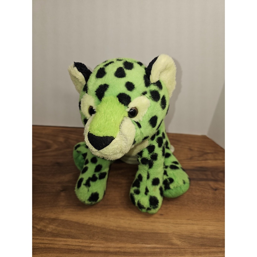Aurora Nation Snow Leopard Plush 11" Green Leopard Cheetah Stuffed Plush~HTF